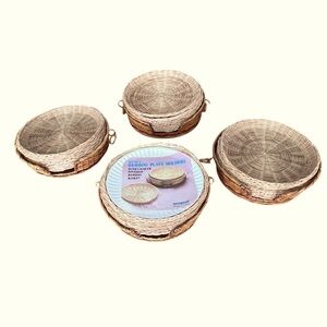 VTG INTERPUR Bamboo Wicker Plates and Basket Holders Four Sets of 8